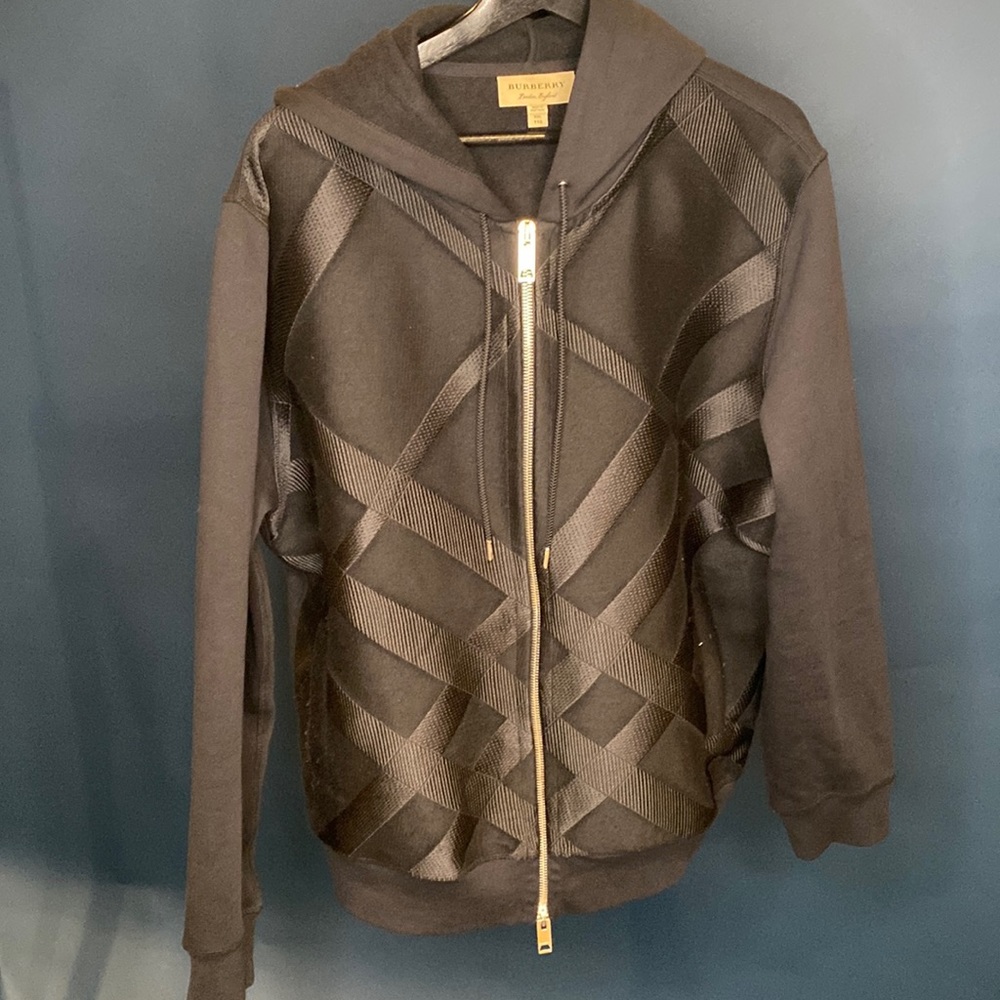 Burberry Black Geometric Zip-Up Hoodie
